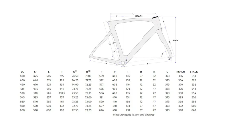 Pinarello f12 geometry chart 2025